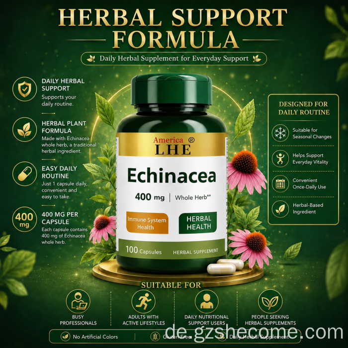 Echinacea-Kapseln unterstützen die Gesundheit des Immunsystems